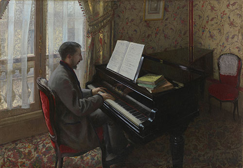 作品画像　ギュスターヴ・カイユボット《ピアノを弾く若い男》1876年、石橋財団アーティゾン美術館