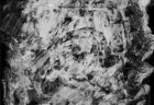 岸 裕真個展「The Frankenstein Papers」告知バナー　モノクロの複雑な雲のような絵