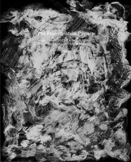 岸 裕真個展「The Frankenstein Papers」告知バナー　モノクロの複雑な雲のような絵