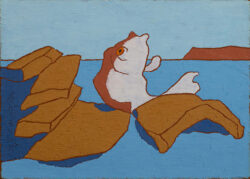 「海の図」 1958(昭和33)年　板・油彩　熊谷守一つけち記念館蔵