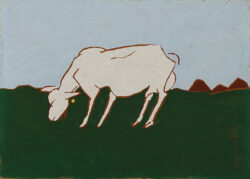 「湖畔山羊」1950(昭和25)年　板・油彩　熊谷守一つけち記念館蔵