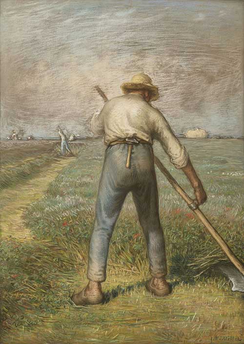 フランスの19世紀ごろ刈り入れをしている農夫