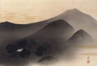 黒い山なみの日本画