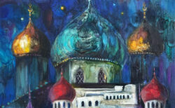 夜のモスクの風景画作品