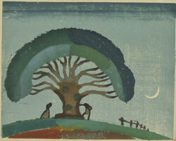水船六洲《樹》1933、木版　小野忠重版画館蔵