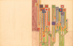 フランク・ロイド・ライト 《『 リバティー』誌のための表紙デザイン案 柱サボテ ンとサボテンの花》 1927-28年