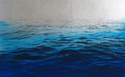 「Blue ocean」和紙、アルミ箔にアクリル絵具 24×33cm