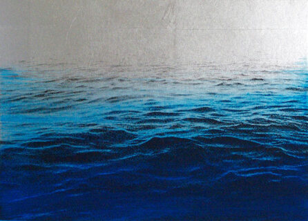「Blue ocean」和紙、アルミ箔にアクリル絵具 24×33cm