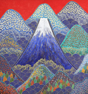 富士山と山山の絵