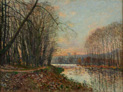 アルフレッド・シスレー《冬の夕日（サン＝マメスのセーヌ河）》1882-1883