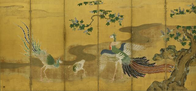 狩野常信《鳳凰図屛風》(右隻) 江戸時代・17-18世紀 東京藝術大学蔵