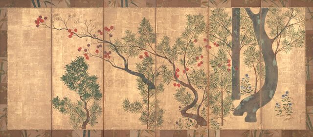 尾形光琳《槙楓図屏風》 18世紀 東京藝術大学蔵