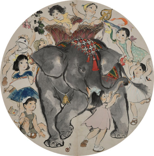 川端龍子 《百子図》 昭和24年