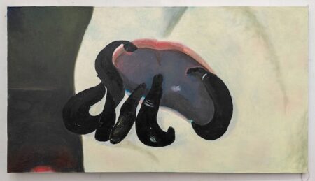 bloodletting/ cleanse my word, 2026, oil on canvas, 76 x 137 cm