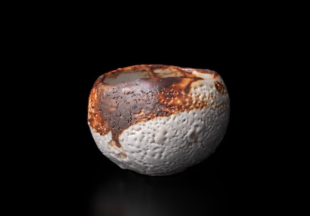 志野茶盌「半白」