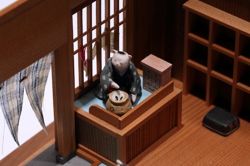 吉田永光《猫の風呂屋》(拡大)