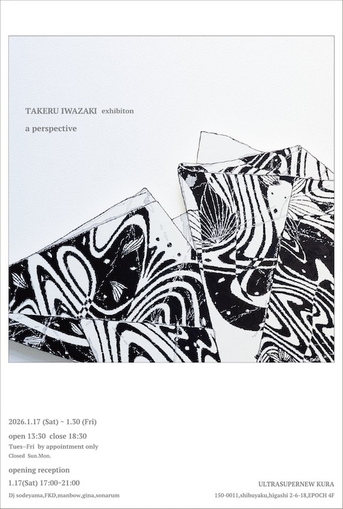 W'UP★1月17日～1月30日　TAKERU IWAZAKI個展「a perspective」　UltraSuperNew KURA（渋谷区東）
