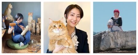 左）木彫作家・花房 さくら　中）日本画家・溝口 まりあ　右）石彫作家・土井 木蓮